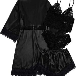Silk satin 4-piece lingerie set - NWT